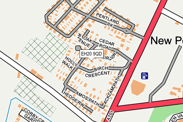 EH20 9QD map - OS OpenMap – Local (Ordnance Survey)
