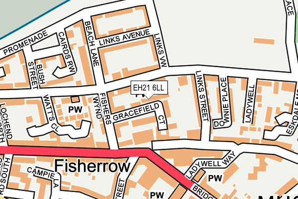 EH21 6LL map - OS OpenMap – Local (Ordnance Survey)