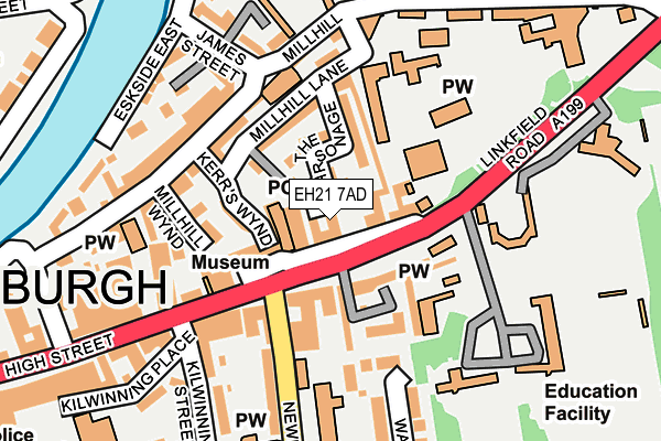 EH21 7AD map - OS OpenMap – Local (Ordnance Survey)