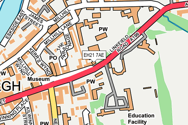 EH21 7AE map - OS OpenMap – Local (Ordnance Survey)