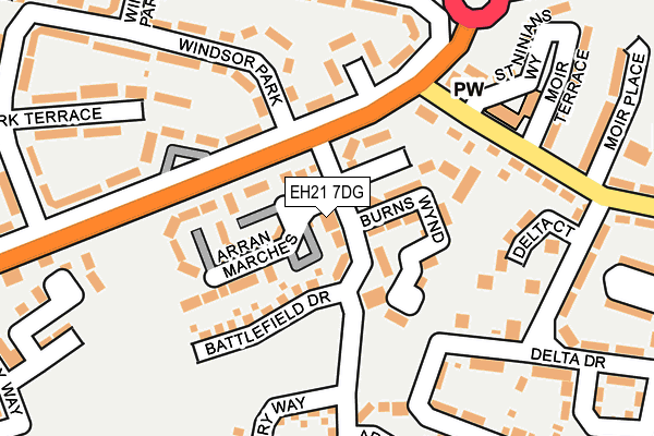 EH21 7DG map - OS OpenMap – Local (Ordnance Survey)