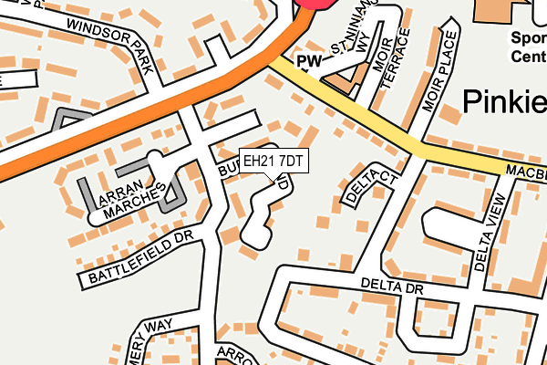 EH21 7DT map - OS OpenMap – Local (Ordnance Survey)