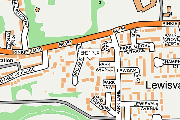 EH21 7JX map - OS OpenMap – Local (Ordnance Survey)