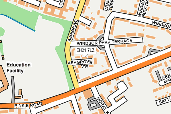 EH21 7LZ map - OS OpenMap – Local (Ordnance Survey)