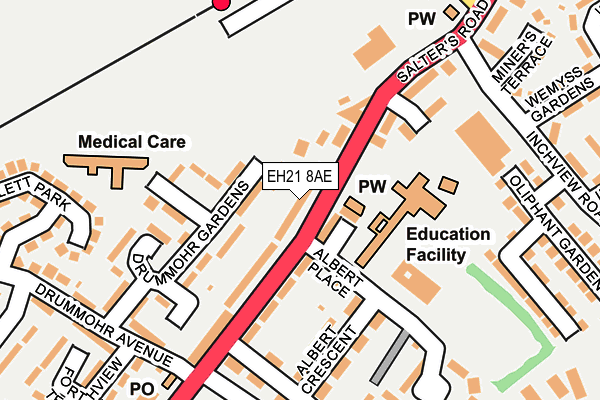 EH21 8AE map - OS OpenMap – Local (Ordnance Survey)