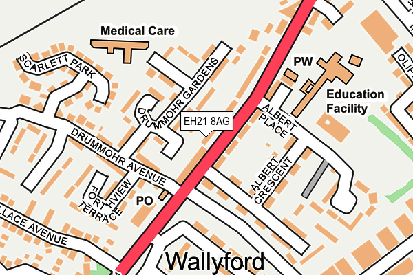 EH21 8AG map - OS OpenMap – Local (Ordnance Survey)