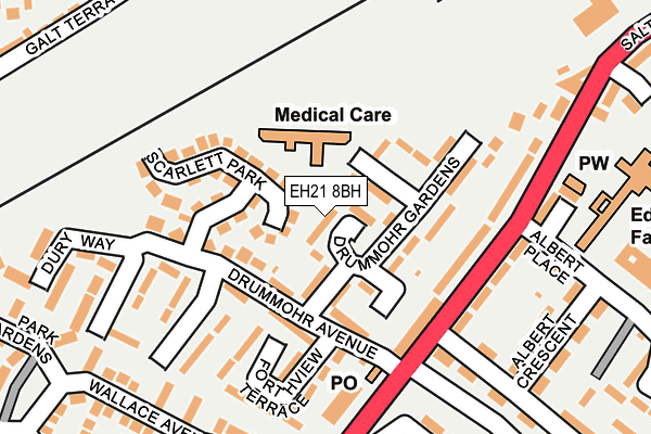 EH21 8BH map - OS OpenMap – Local (Ordnance Survey)