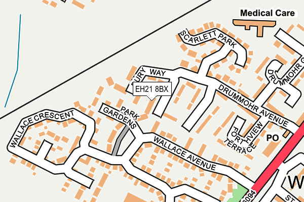 EH21 8BX map - OS OpenMap – Local (Ordnance Survey)