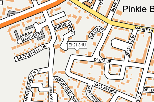 EH21 8HU map - OS OpenMap – Local (Ordnance Survey)