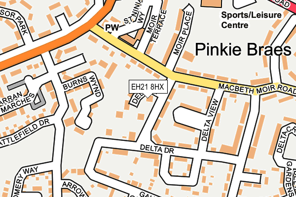 EH21 8HX map - OS OpenMap – Local (Ordnance Survey)