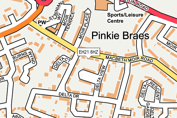 EH21 8HZ map - OS OpenMap – Local (Ordnance Survey)