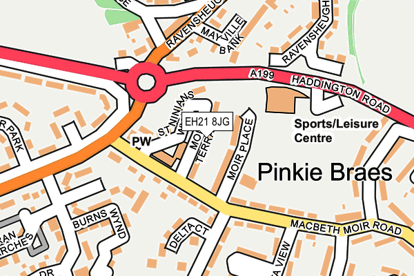 EH21 8JG map - OS OpenMap – Local (Ordnance Survey)