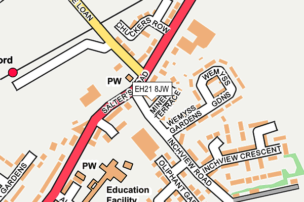 EH21 8JW map - OS OpenMap – Local (Ordnance Survey)