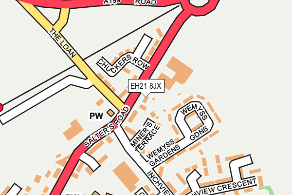 EH21 8JX map - OS OpenMap – Local (Ordnance Survey)