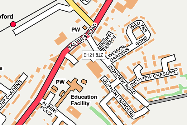 EH21 8JZ map - OS OpenMap – Local (Ordnance Survey)