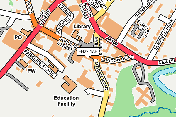 EH22 1AB map - OS OpenMap – Local (Ordnance Survey)