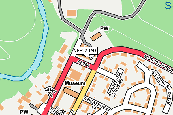 EH22 1AD map - OS OpenMap – Local (Ordnance Survey)