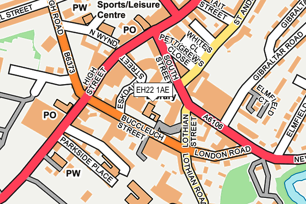 EH22 1AE map - OS OpenMap – Local (Ordnance Survey)