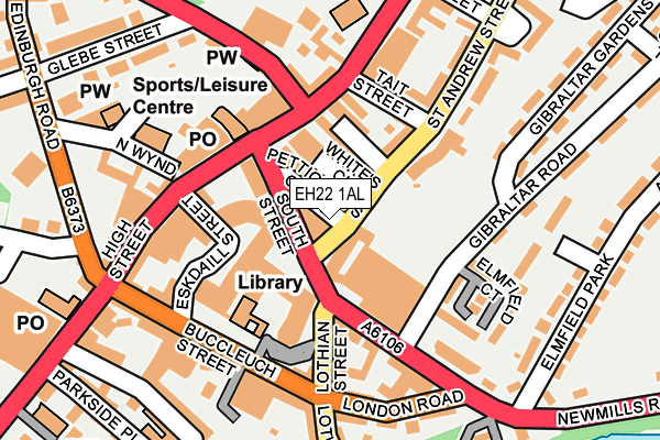 EH22 1AL map - OS OpenMap – Local (Ordnance Survey)