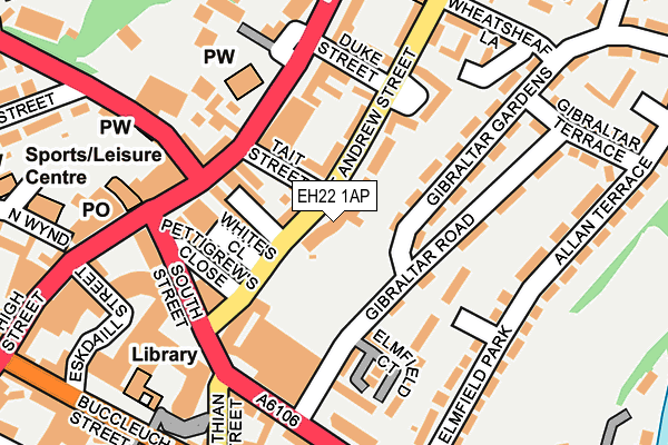 EH22 1AP map - OS OpenMap – Local (Ordnance Survey)