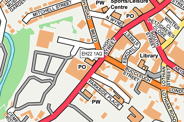 EH22 1AQ map - OS OpenMap – Local (Ordnance Survey)