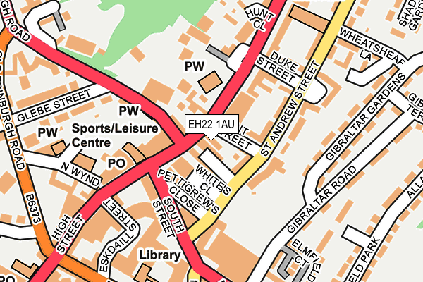 EH22 1AU map - OS OpenMap – Local (Ordnance Survey)