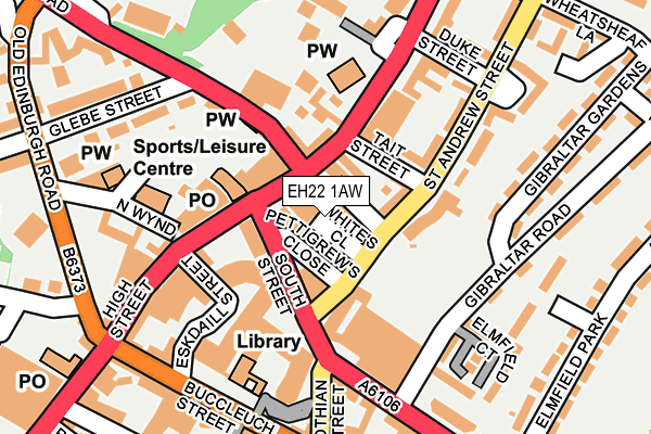 EH22 1AW map - OS OpenMap – Local (Ordnance Survey)