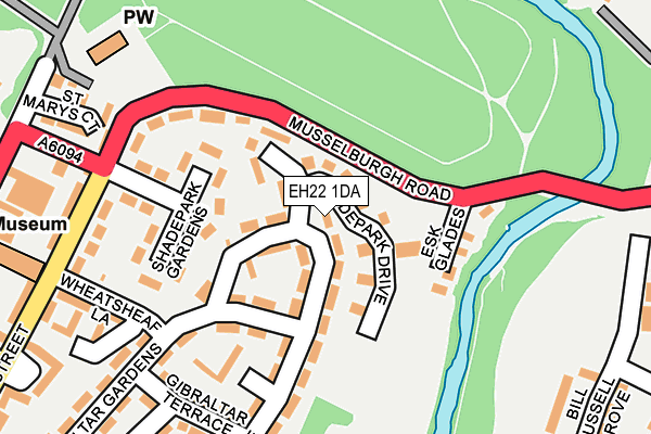EH22 1DA map - OS OpenMap – Local (Ordnance Survey)