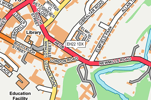 EH22 1DX map - OS OpenMap – Local (Ordnance Survey)