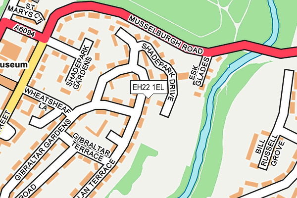 EH22 1EL map - OS OpenMap – Local (Ordnance Survey)