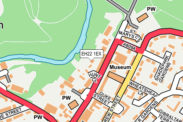 EH22 1EX map - OS OpenMap – Local (Ordnance Survey)