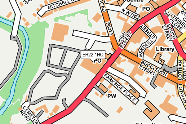 EH22 1HQ map - OS OpenMap – Local (Ordnance Survey)