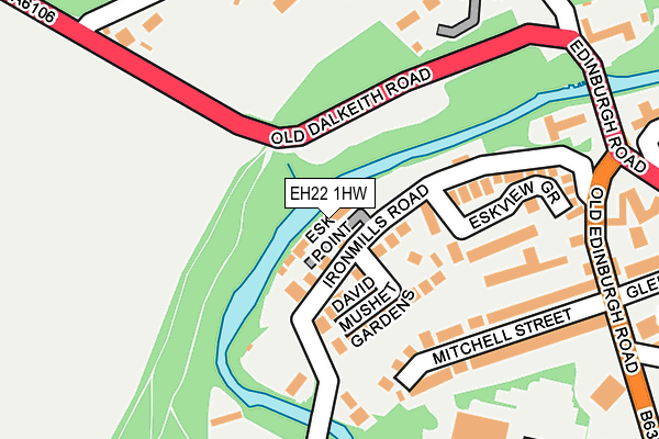 EH22 1HW map - OS OpenMap – Local (Ordnance Survey)