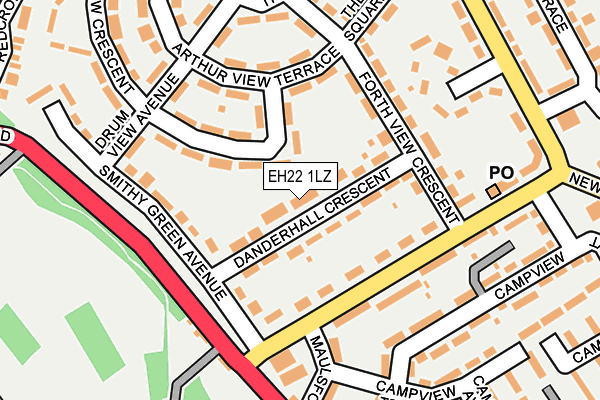 EH22 1LZ map - OS OpenMap – Local (Ordnance Survey)