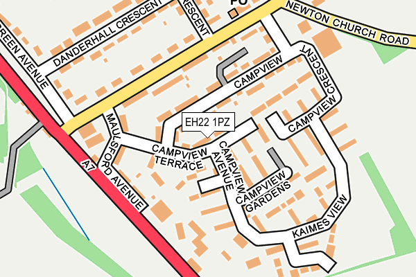 EH22 1PZ map - OS OpenMap – Local (Ordnance Survey)