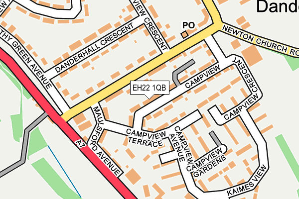 EH22 1QB map - OS OpenMap – Local (Ordnance Survey)