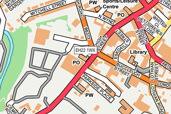 EH22 1WX map - OS OpenMap – Local (Ordnance Survey)