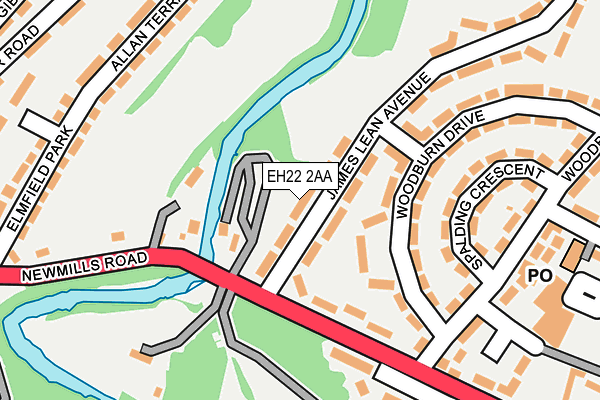 EH22 2AA map - OS OpenMap – Local (Ordnance Survey)