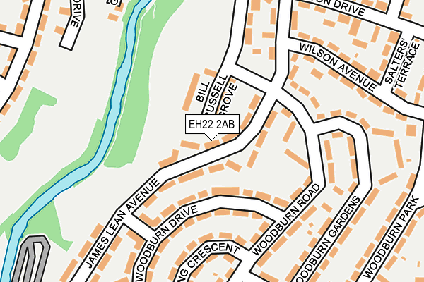 EH22 2AB map - OS OpenMap – Local (Ordnance Survey)