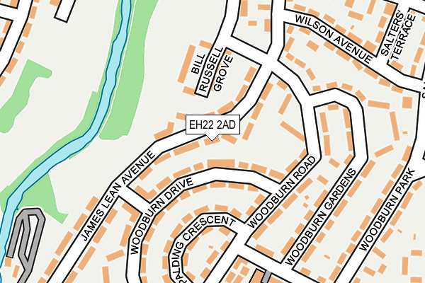 EH22 2AD map - OS OpenMap – Local (Ordnance Survey)