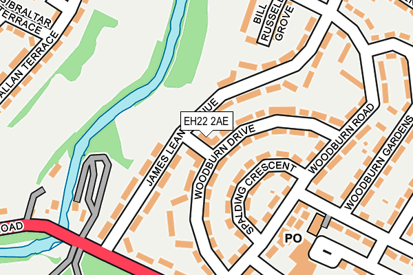 EH22 2AE map - OS OpenMap – Local (Ordnance Survey)