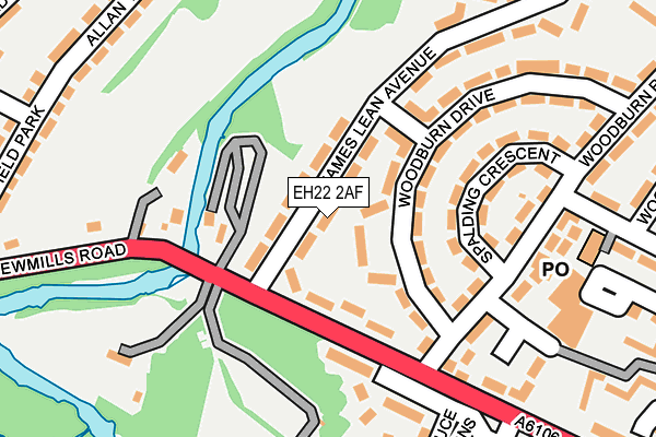 EH22 2AF map - OS OpenMap – Local (Ordnance Survey)