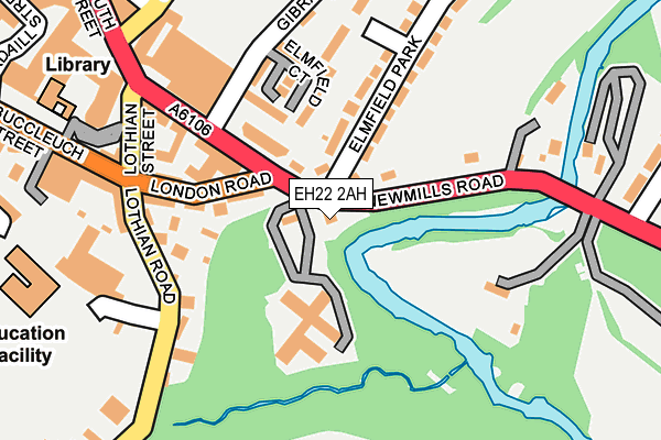 EH22 2AH map - OS OpenMap – Local (Ordnance Survey)