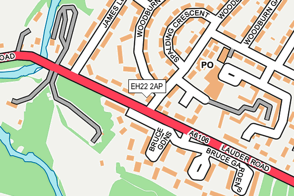 EH22 2AP map - OS OpenMap – Local (Ordnance Survey)