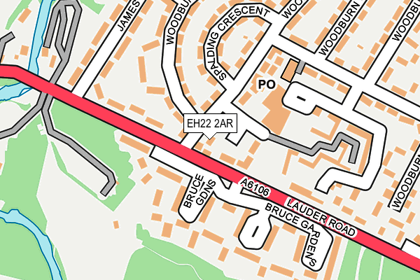 EH22 2AR map - OS OpenMap – Local (Ordnance Survey)