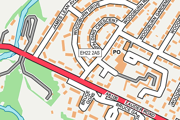 EH22 2AS map - OS OpenMap – Local (Ordnance Survey)