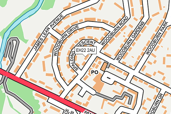 EH22 2AU map - OS OpenMap – Local (Ordnance Survey)