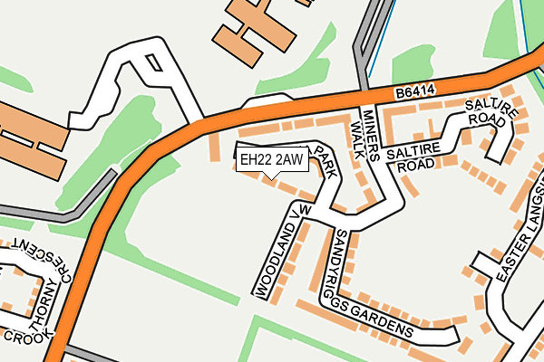 EH22 2AW map - OS OpenMap – Local (Ordnance Survey)