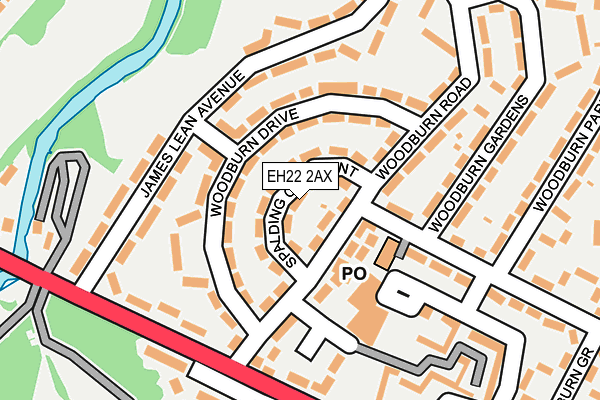 EH22 2AX map - OS OpenMap – Local (Ordnance Survey)