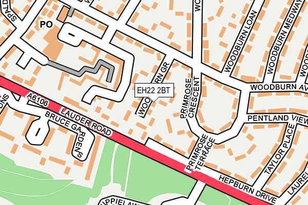 EH22 2BT map - OS OpenMap – Local (Ordnance Survey)